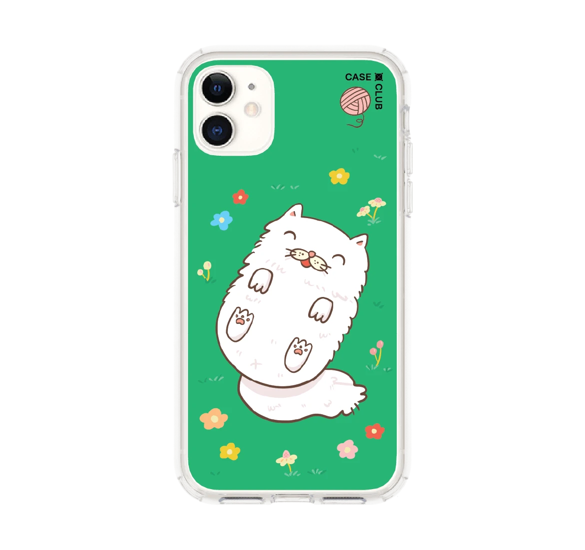 แมวเปอร์เซียในสวนดอกไม้สีเขียว